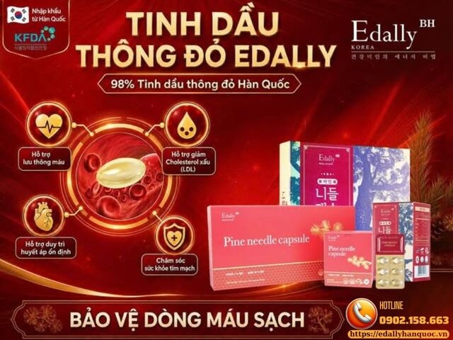 Tinh dầu thông đỏ Hàn Quốc Edally Pine Needle Capsule - Bí quyết bảo vệ dòng máu sạch, đẩy lùi mỡ máu cao, ngăn ngừa đột quỵ
